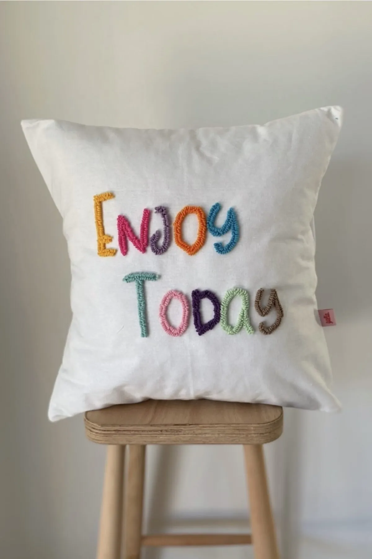 Enjoy Today Colorful Motto Punch Throw Pillow Cover